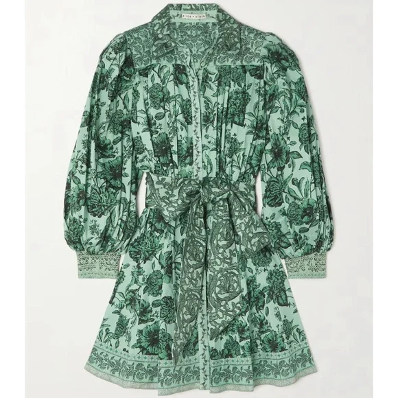 alice+olivia オリーブグリーン ノースリーブ ミニワンピ Corine Mini Dress In Peony Petals Bright Ruby | Alice + Olivia